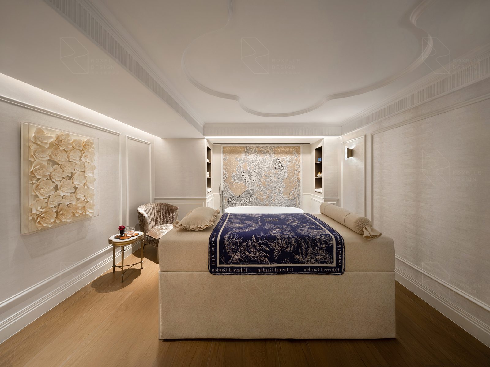 Bedroom suite with panelled walls